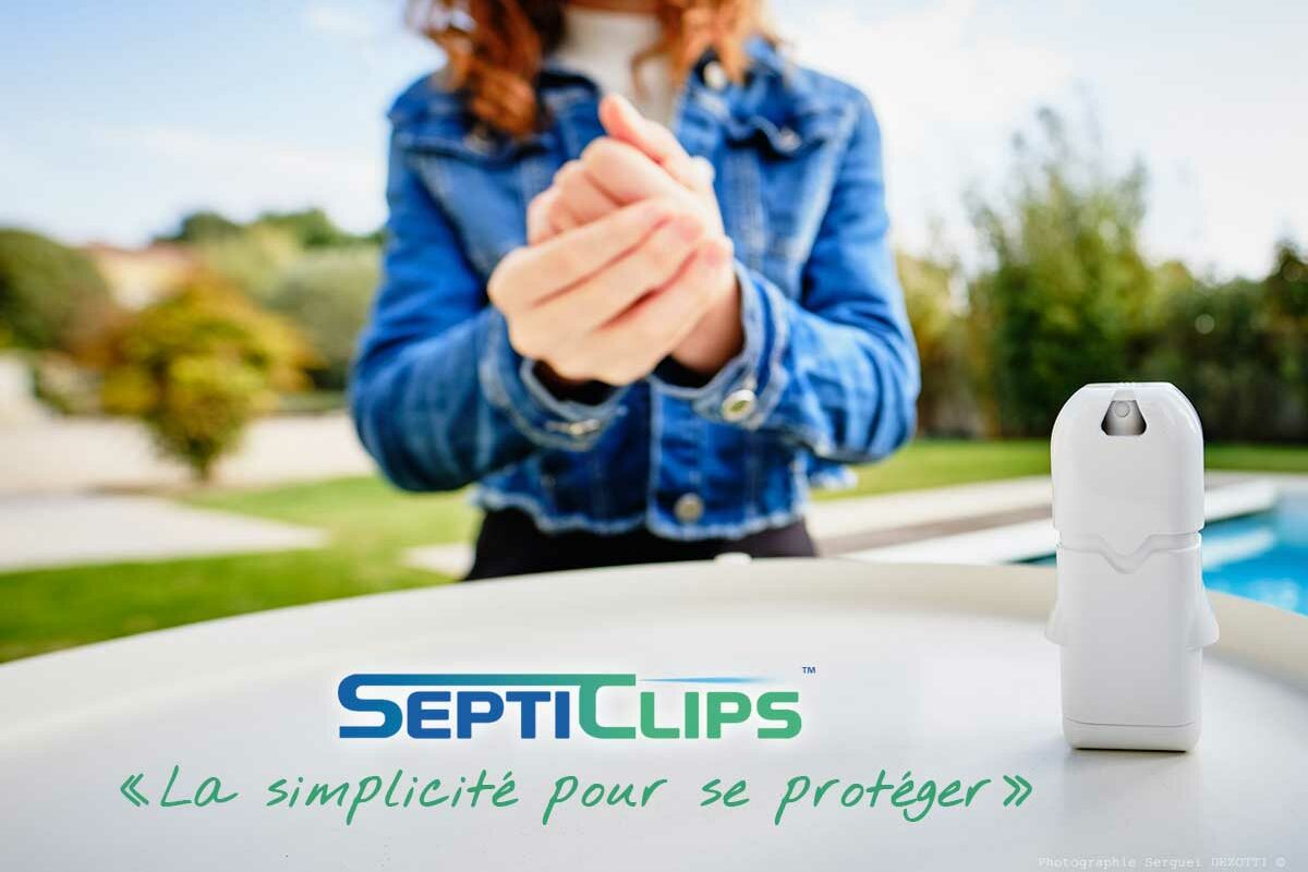 Septiclips™ Pulvérisateur Clipsable de solution hydroalcoolique, la simplicité pour se protéger